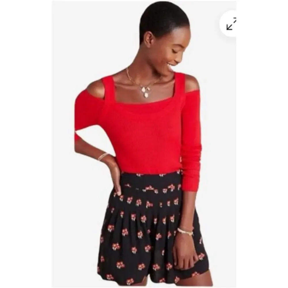 Anthropologie Jamie Red Cold Shoulder Ribbed Knit Sweater Women’s XS